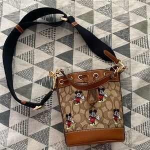 Disney X Coach Mini Dempsey Bucket Bag Signature Jacquard Mickey Mouse